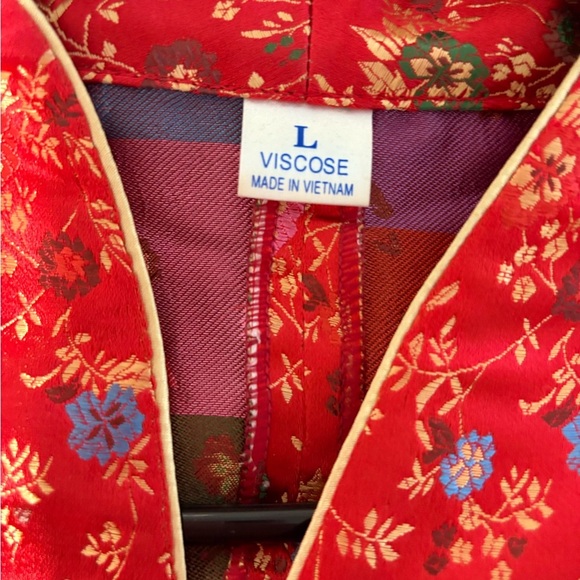 Vietnamese Chinese Floral Red‎ Traditional Top Size Large - Picture 7 of 8